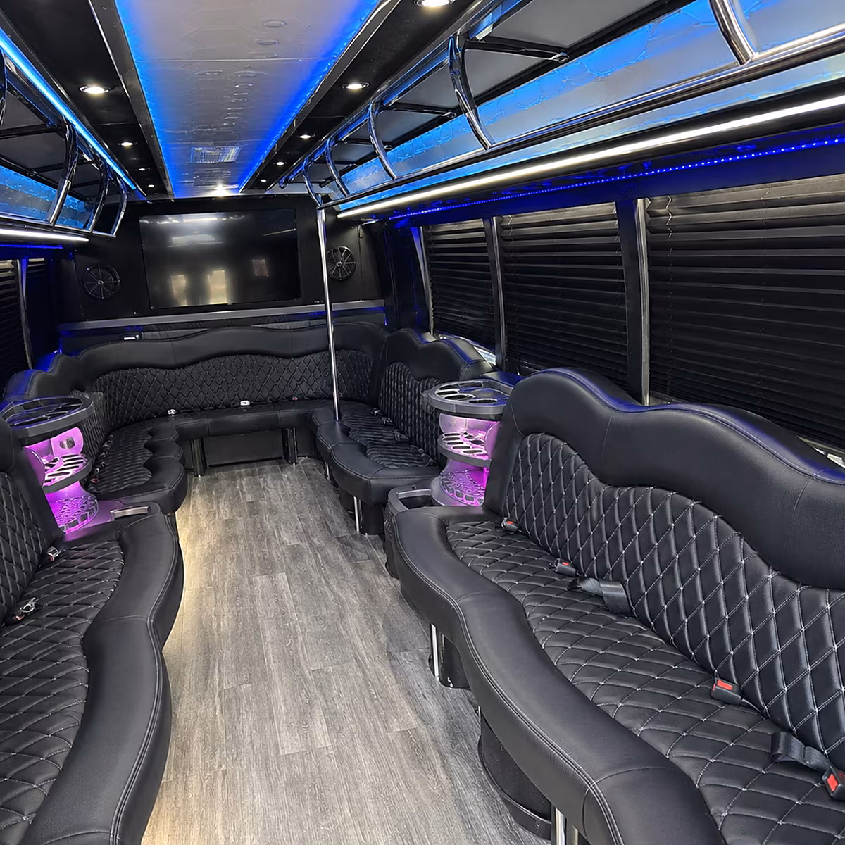 Bakersfield Bachelor & Bachelorette Transportation party bus interior