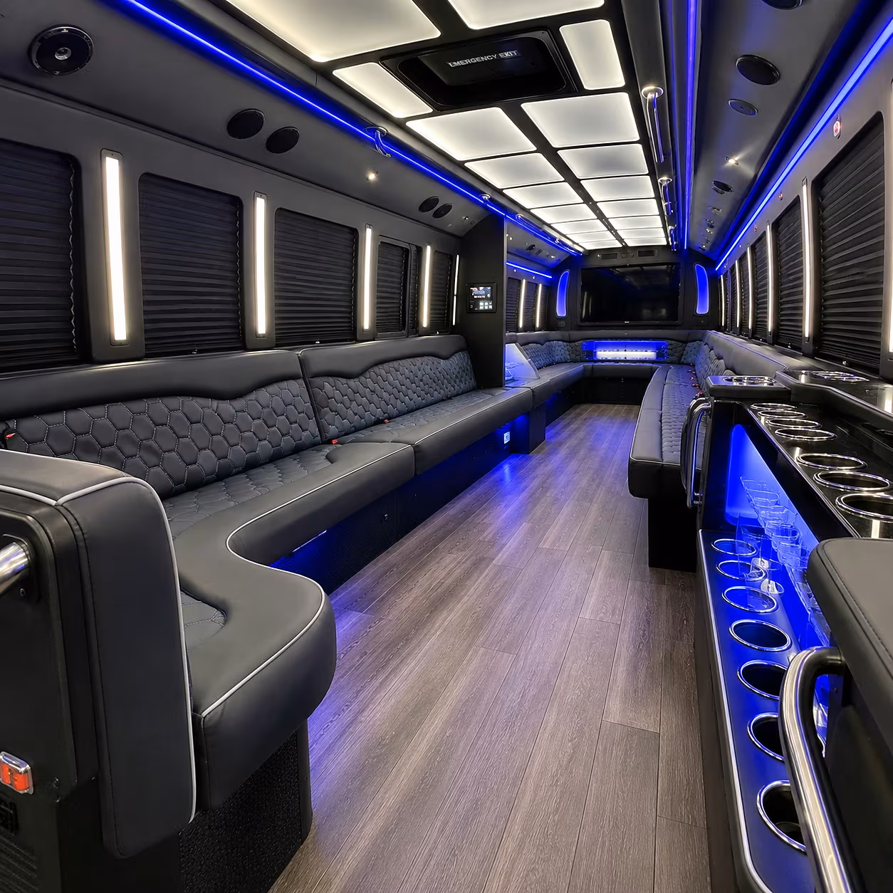 Bakersfield Winery Tour & Pub Crawl Transportation party bus interior